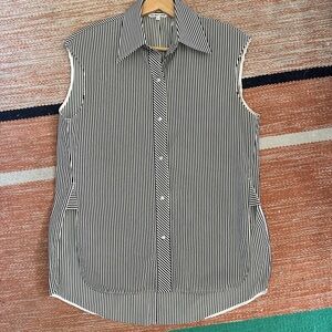 Helmut Lang Black and White Striped Sleeveless Blouse Size M